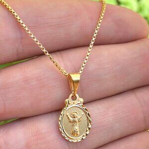 New 14K Gold Filled Divino Nino Pendant Necklace 16" Toddler Cadena Jovenes